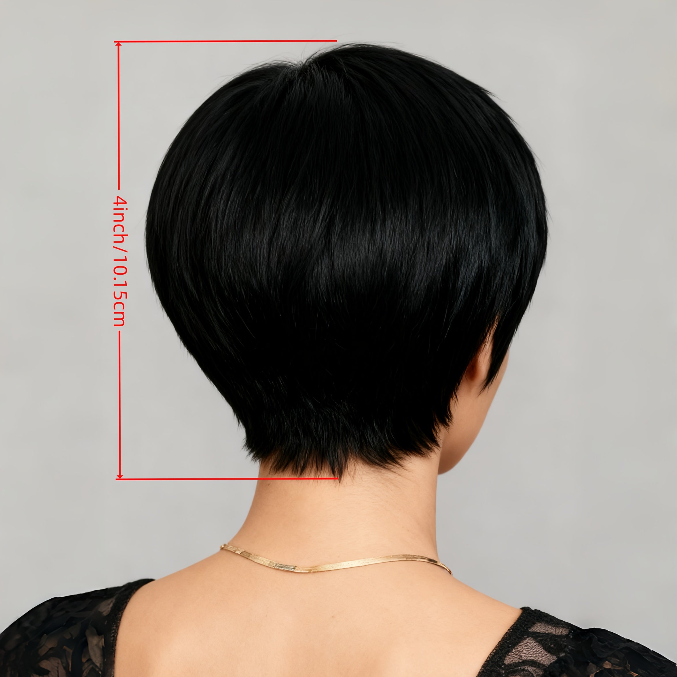 Black Short Wig 4 Inch(10.2cm) 150% High Density - Natural Fluffy Rose Net Cap Full Machine Made, Comfortable for Daily Wear\u002FCommute\u002FCosplay\u002FParty