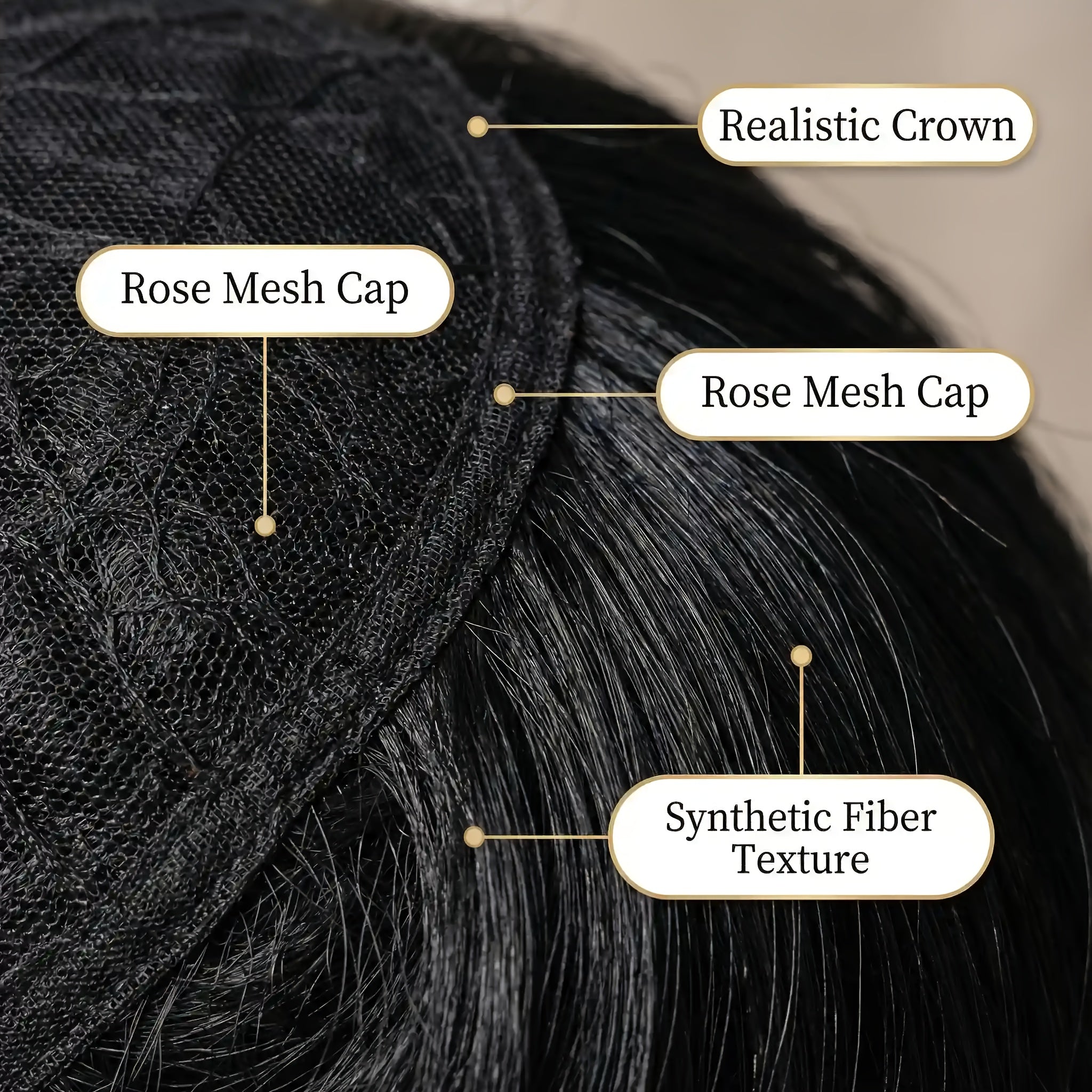 Black Short Wig 4 Inch(10.2cm) 150% High Density - Natural Fluffy Rose Net Cap Full Machine Made, Comfortable for Daily Wear\u002FCommute\u002FCosplay\u002FParty
