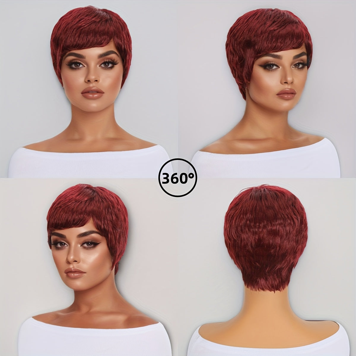 Ladies' Fashion Spirit Short Hair Wig - 4-Inch Magenta Short Hair, Density, Full Lace Wig, Rose Net Cap, Suitable for Daily Wear, Dressing Up, Gifting to Women