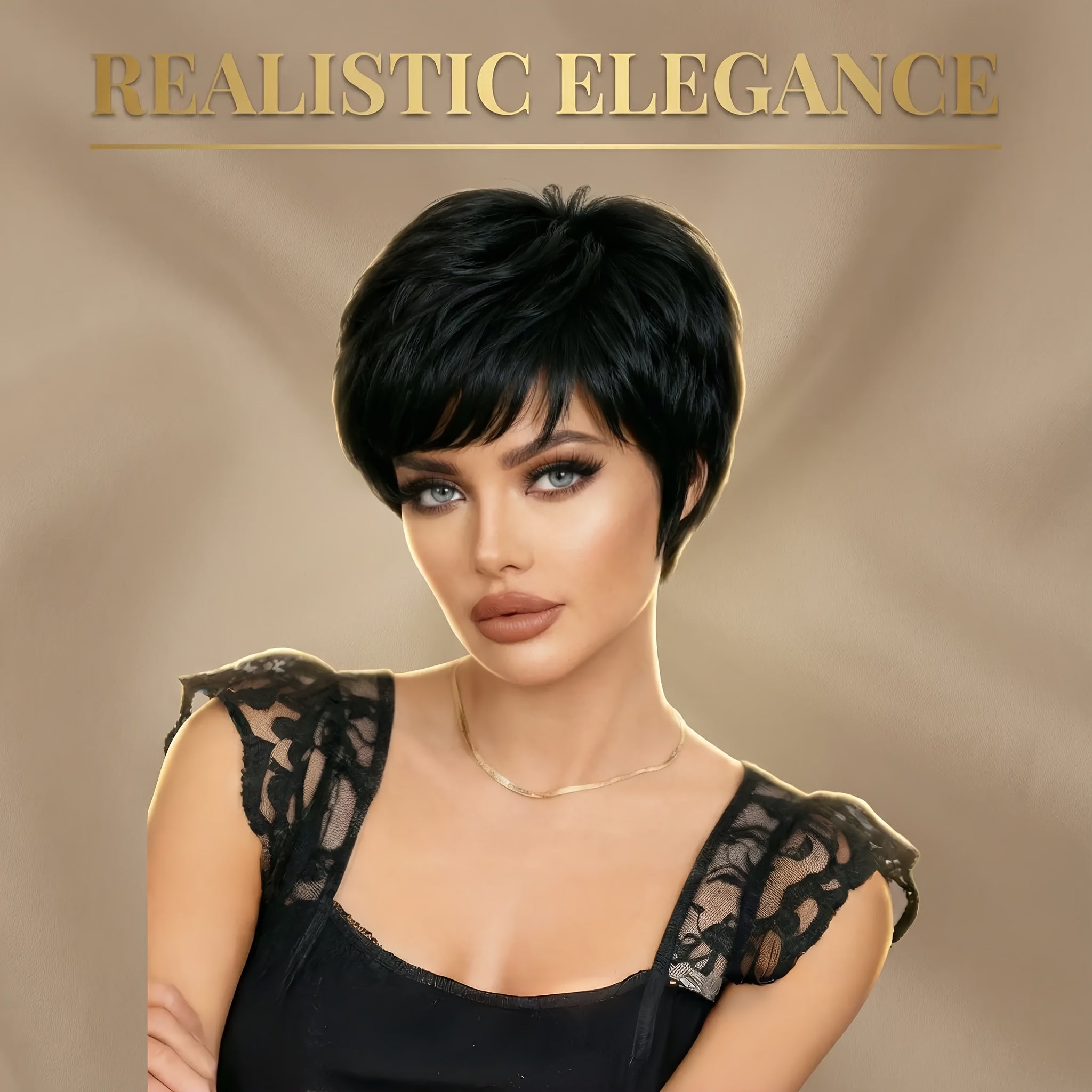 Black Short Wig 4 Inch(10.2cm) 150% High Density - Natural Fluffy Rose Net Cap Full Machine Made, Comfortable for Daily Wear\u002FCommute\u002FCosplay\u002FParty