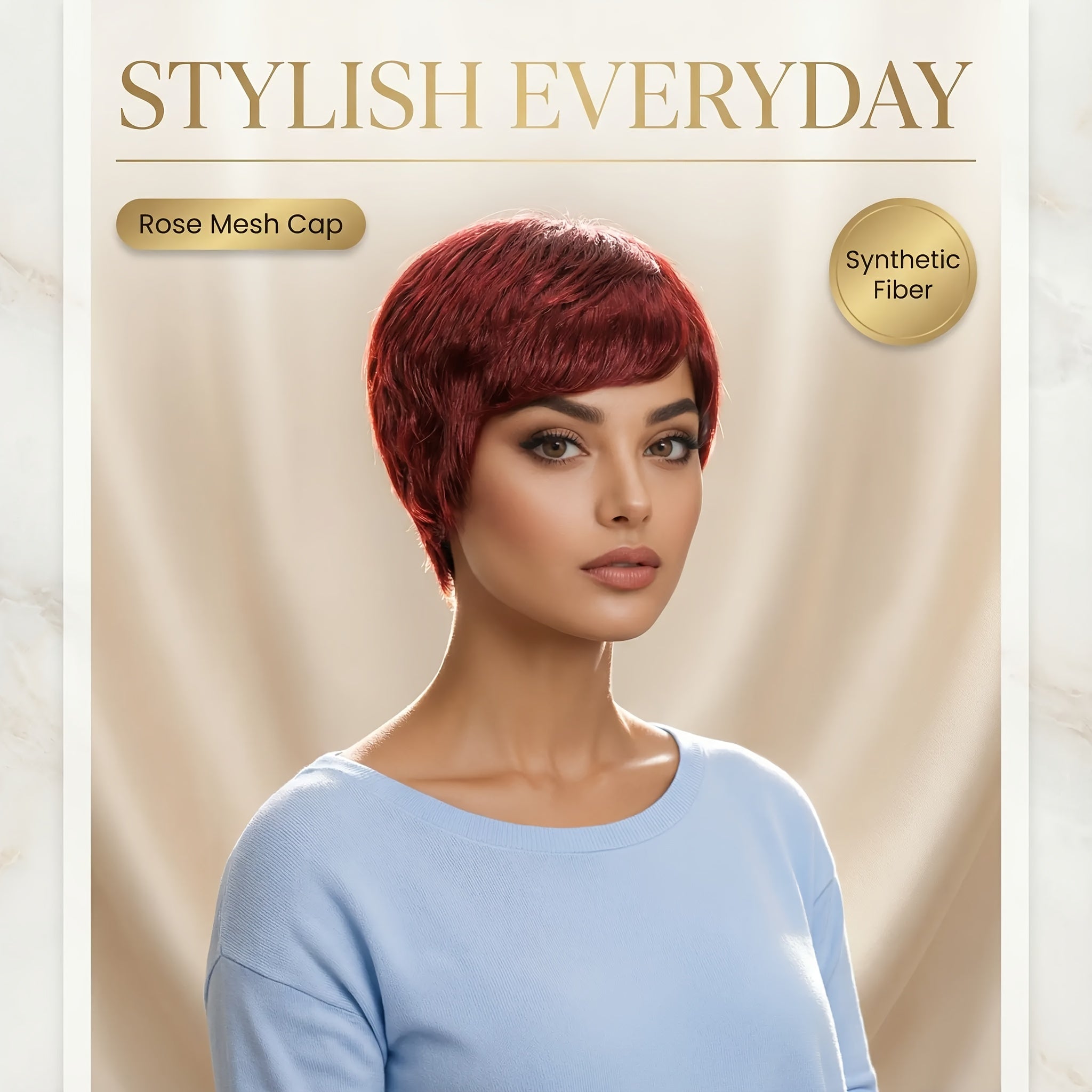 Ladies' Fashion Spirit Short Hair Wig - 4-Inch Magenta Short Hair, Density, Full Lace Wig, Rose Net Cap, Suitable for Daily Wear, Dressing Up, Gifting to Women